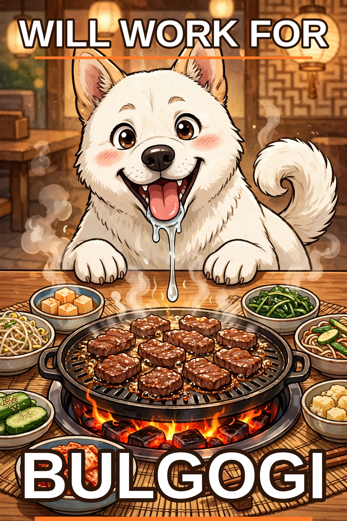 Will Work for Bulgogi Tee — design preview by Jindo & Friends
